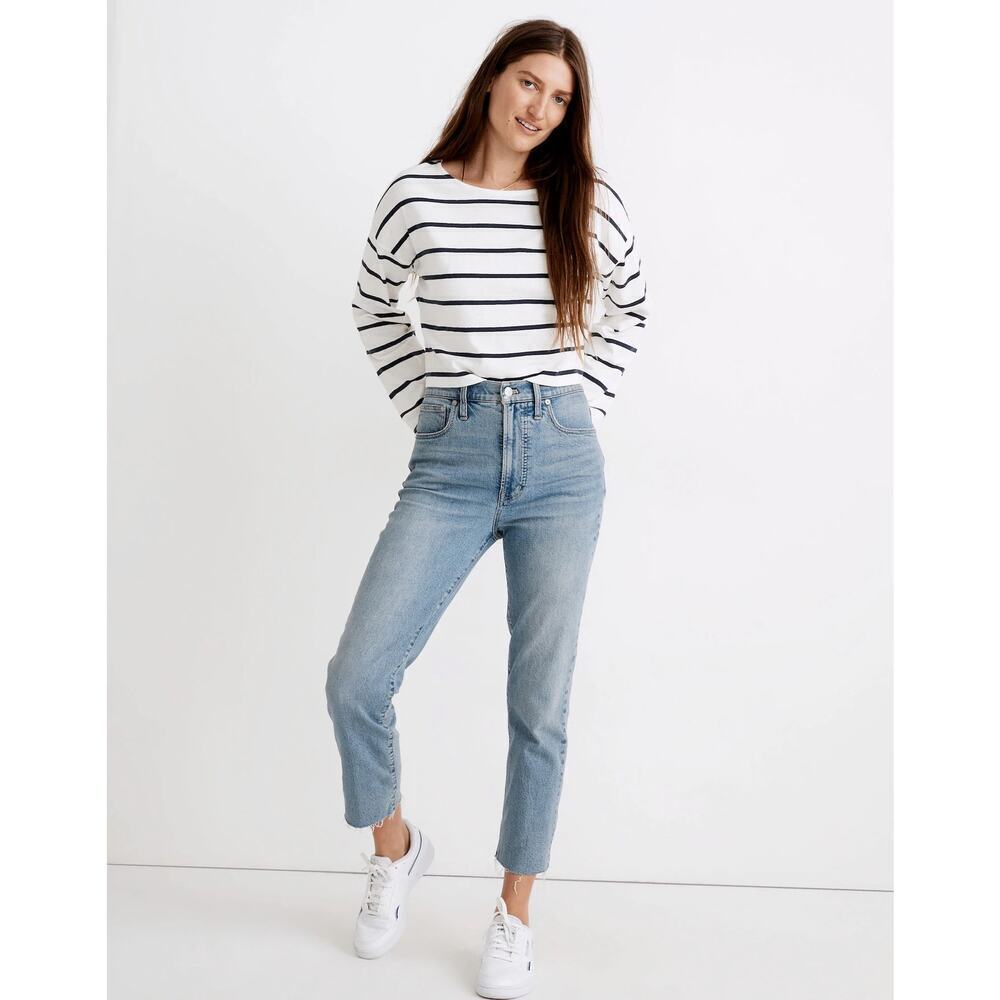 Madewell Perfect Vintage Jean in Ellicott Wash Sz 25 |High Rise Raw Hem Straight - Picture 2 of 15